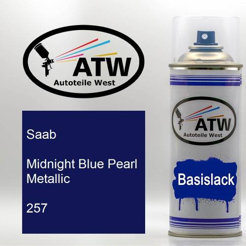 Saab, Midnight Blue Pearl Metallic, 257: 400ml Sprühdose, von ATW Autoteile West.